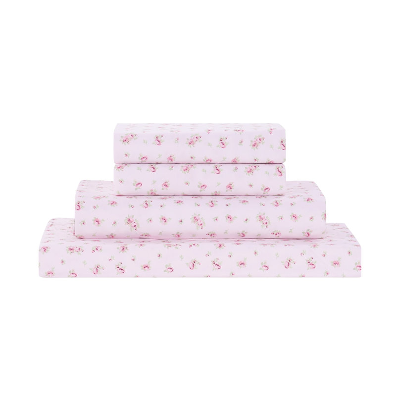 Modern Threads 4-Piece Ultra Soft Microfiber Sheet Set with Deep Pockets in Solids & Prints, Blush Floral