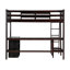 Lit mezzanine simple avec tablettes et bureau, lit mezzanine en bois avec bureau - Espresso-1059700002-1059700000
