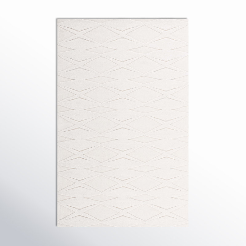 Elphia Hand Tufted Wool/Cotton Area Rug in Ivory, Rectangle 8' x 10'