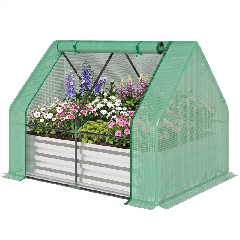 Support pour plante en métal argenté, 3 po, avec contrôle pratique pour l'espace extérieur, PE et acier galvanisé