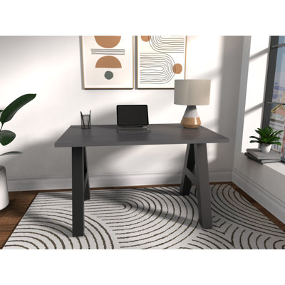 Serenity Modern A-Frame Executive Writing Office Desk, 48x24, Charcoal Strand Top