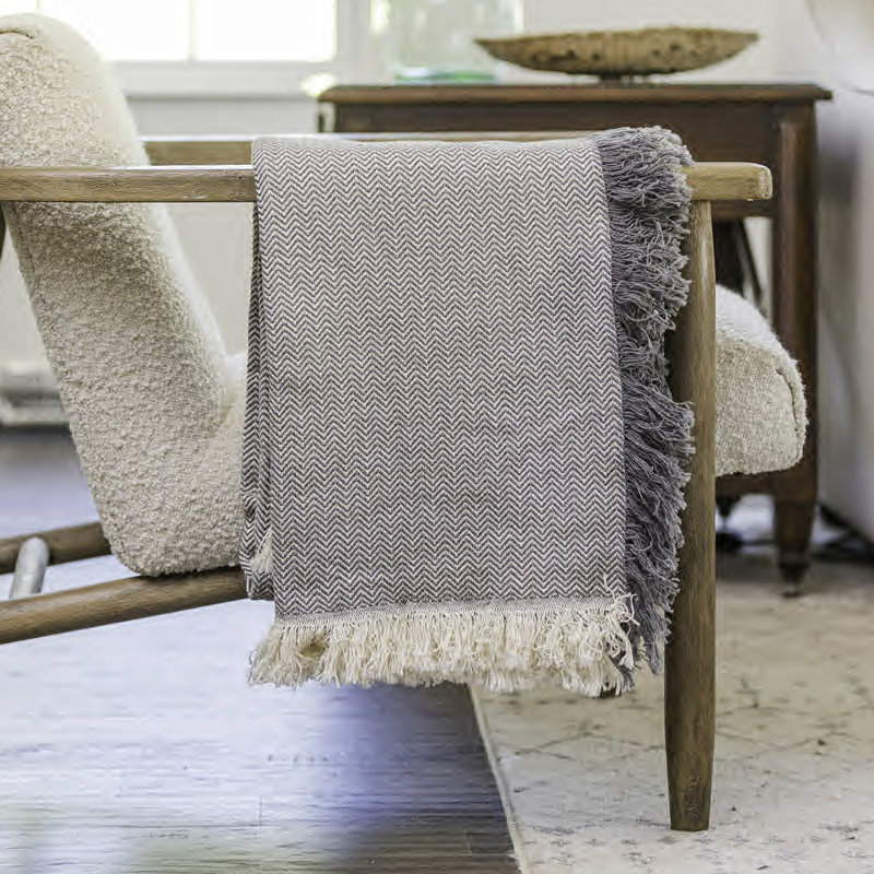 Jeté tissé 46 x 67, Chevron gris