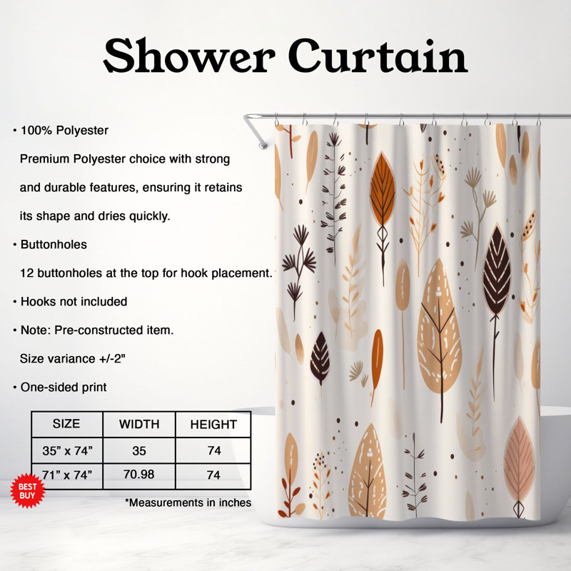 Rideau de douche Boho Earth - Premium, H 74 po x l 71 po