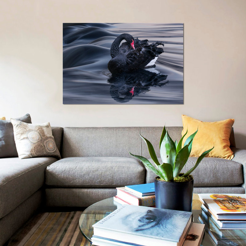 « black swan dunes », impression sur toile, H 18 po x l 26 po x P 1,5 po, Toile avec cadre noir