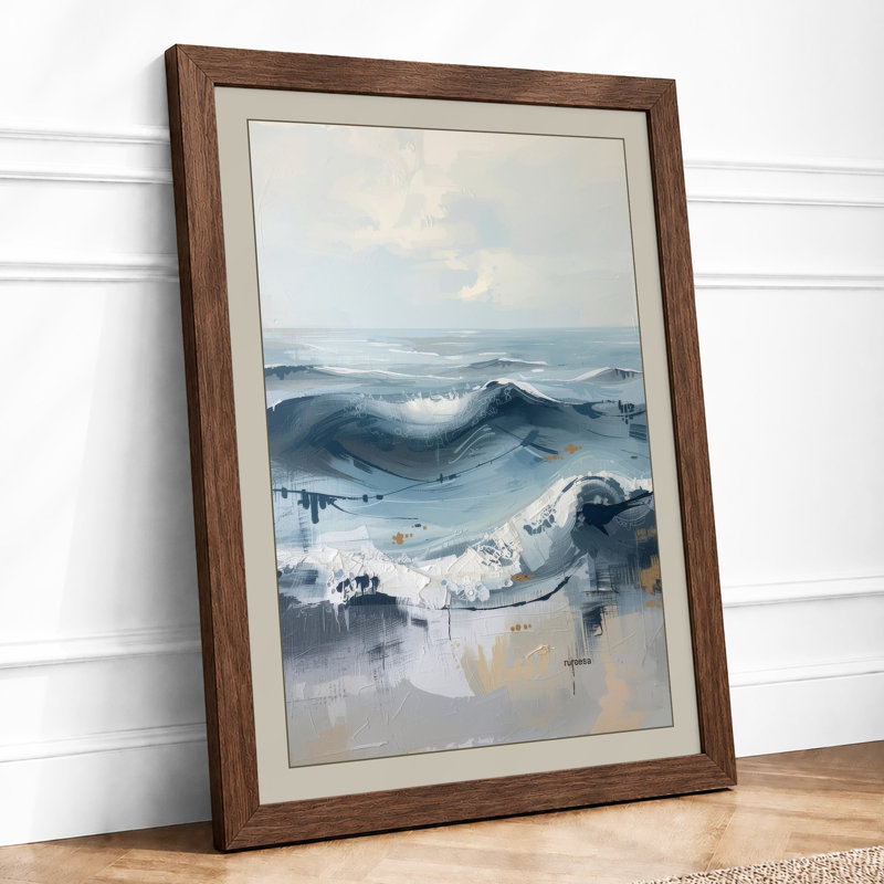 Mountains at Sunrise Scandinavian - Framed Print, A1 - 84.1 x 59.4 cm, Walnut