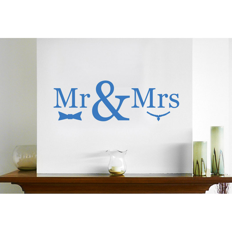 Mr Mrs Wall Sticker, Large, Blue