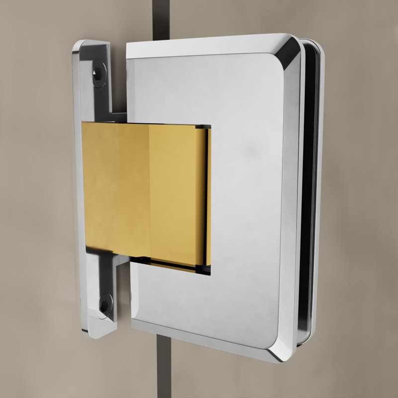 Charnière de porte de douche à fixation murale réglable en verre de 3/8 po et 1/2 po d'épaisseur avec plaque arrière en H chrome poli avec finition laiton