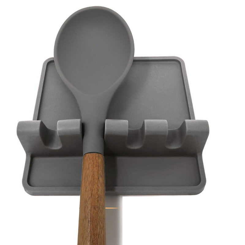 Heat Resistant Silicone Spoon Rest, Grey
