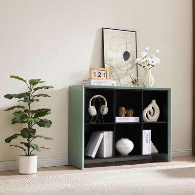 Bibliothèque à 6 tablettes - Organisateur de rangement en bois, design rectangulaire contemporain pour le salon, la chambre à coucher ou le bureau personnel