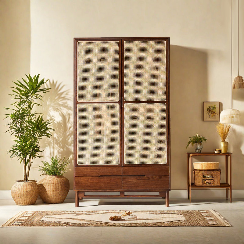 Garde-robe en rotin rétro japonais Home
