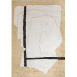 Rapture Abstract Area Rug in Black