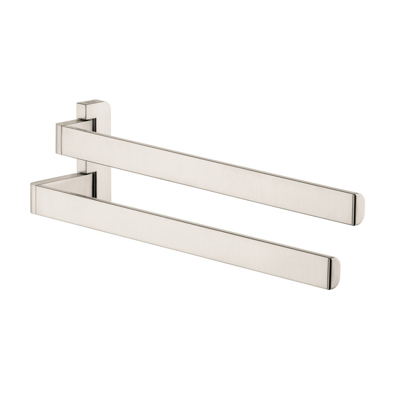 Universal Softsquare 2 Double Wall Mounted Towel Bar, Brushed Nickel