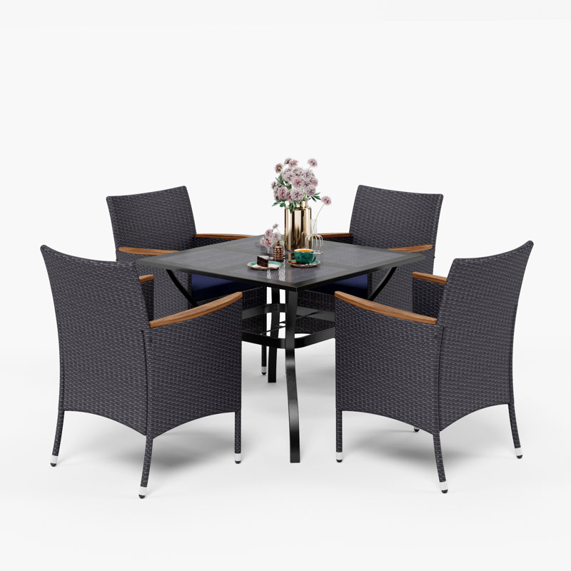 Salem 4 - Person Patio Dining Set with Square Table , Cushions Included