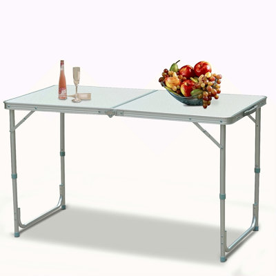 Outsunny 47" Folding Camping Table With Height Adjustability, Lightweight Portable Table With Carry Handle, Outdoor Folding Table Camping Accessories