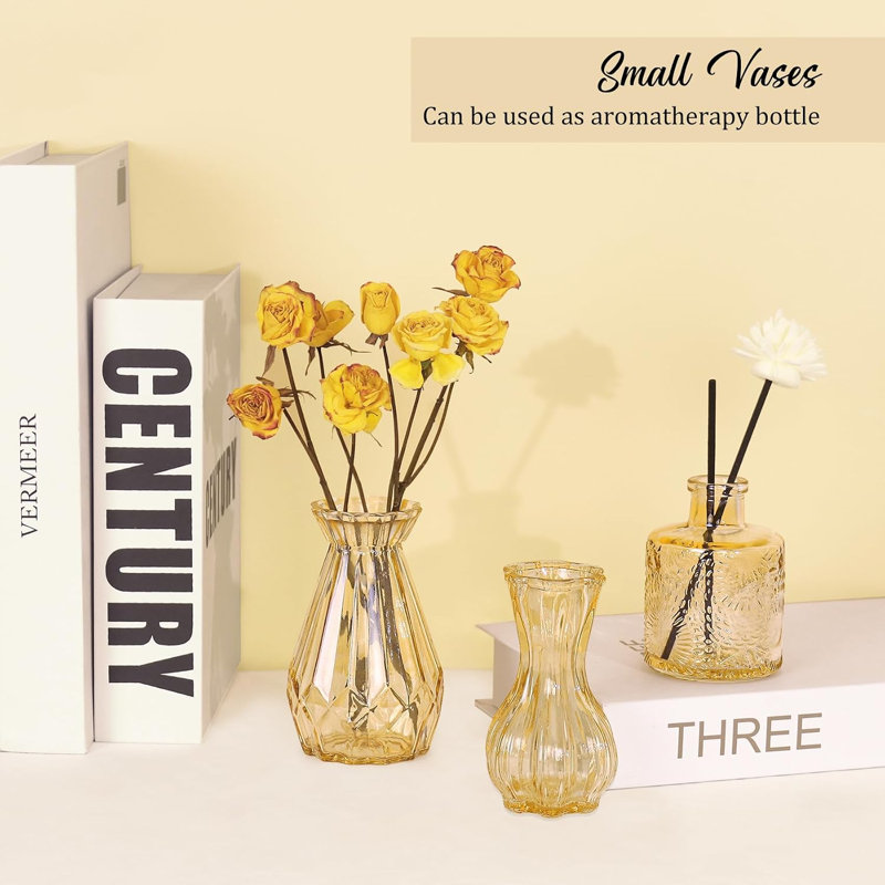 Ensemble de 36 petits vases à fleurs en verre (champagne), vases à fleurs transparents de forme variée, parfaits pour les centres de table de mariage rustiques et la décoration intérieure. Bouteilles en verre vintage.