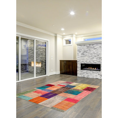 Colour Transition Patchwork Multi Colour Rug 4'8" x 6'7"