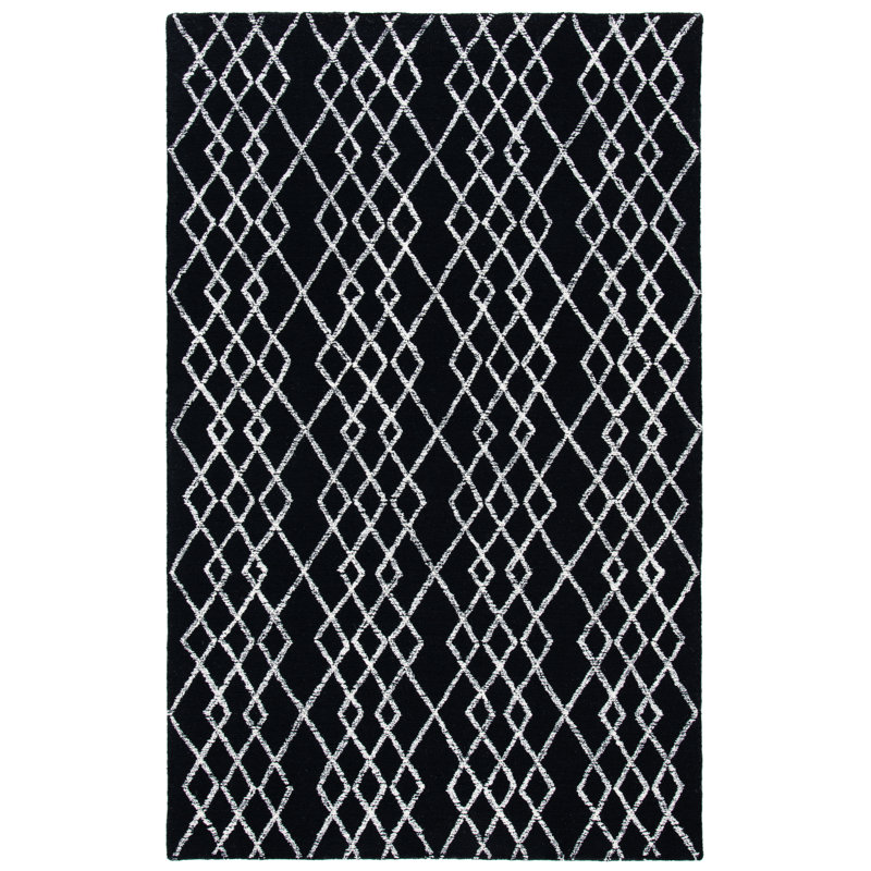 Gilliard Hand Tufted Indian Wool And Cotton With Latex Geometric Rug, Rectangle 3' x 5'