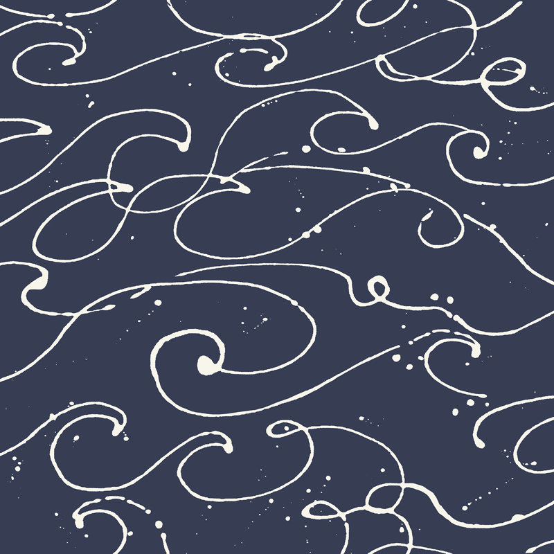Rouleau de papier peint L 33 pi x l 20,5 po Demetre Kuroshio, Bleu marine