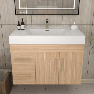 35.4" Wall-Mounted Single Bathroom Vanity Set