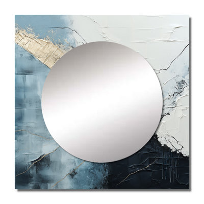 Minimalism Black And White Paint Corner III - Coastal Decorative Mirror, White Wall Mirror, Printed Metal Art