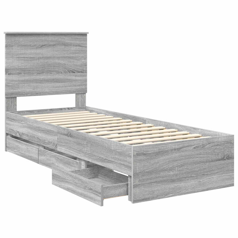 Bed Frame, Small Single (2'6), Grey Sonoma