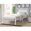 Lit plateforme en métal avec tête de lit tapissier, sans cordon requis, moderne, blanc, simple-27421601-27381507