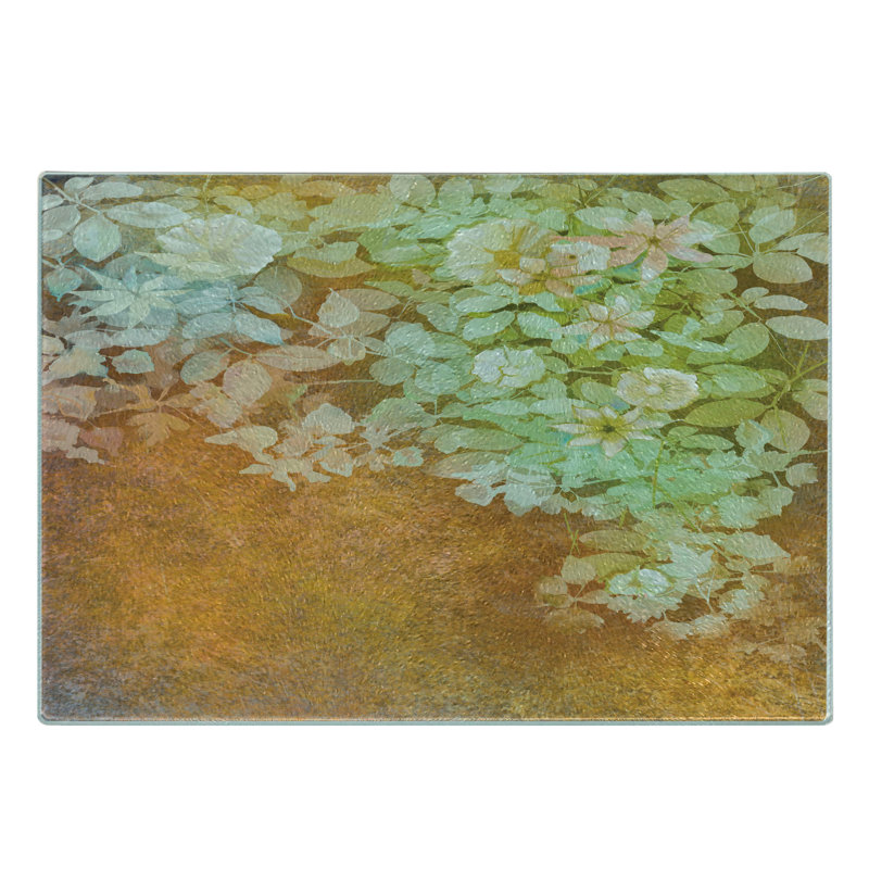 Ambesonne Vintage Tempered Glass Cutting Board Blur Paper Background Green Mustard