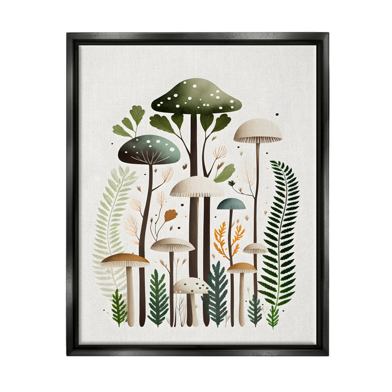 Bb-050-Floater Whimsical Green Mushroom, impression sur toile par Petals Prints Design, H 21 po x l 17 po x P 1,7 po