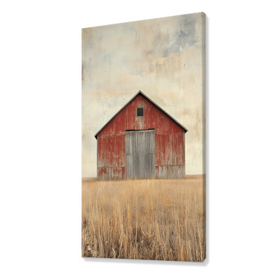 «Red Brown Vintage Red Country Barn - Farmhouse, art mural sur toile, reproduction encadrée douillette