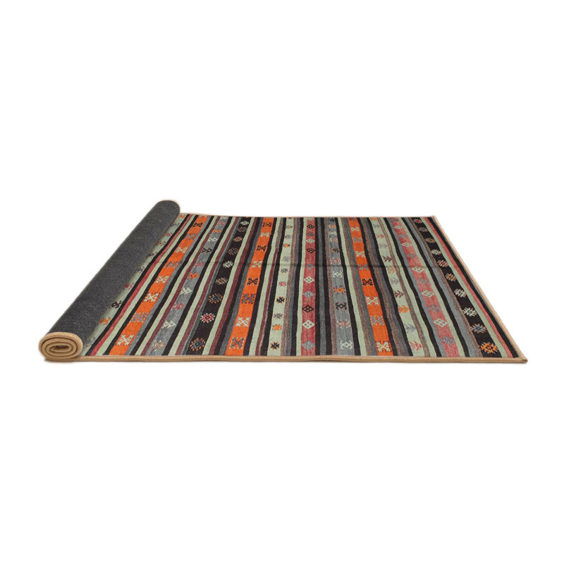 Tapis de zone vert/rouge/brun contemporain, Rond 3 pi