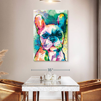 Bouledogue français, peinture sur toile