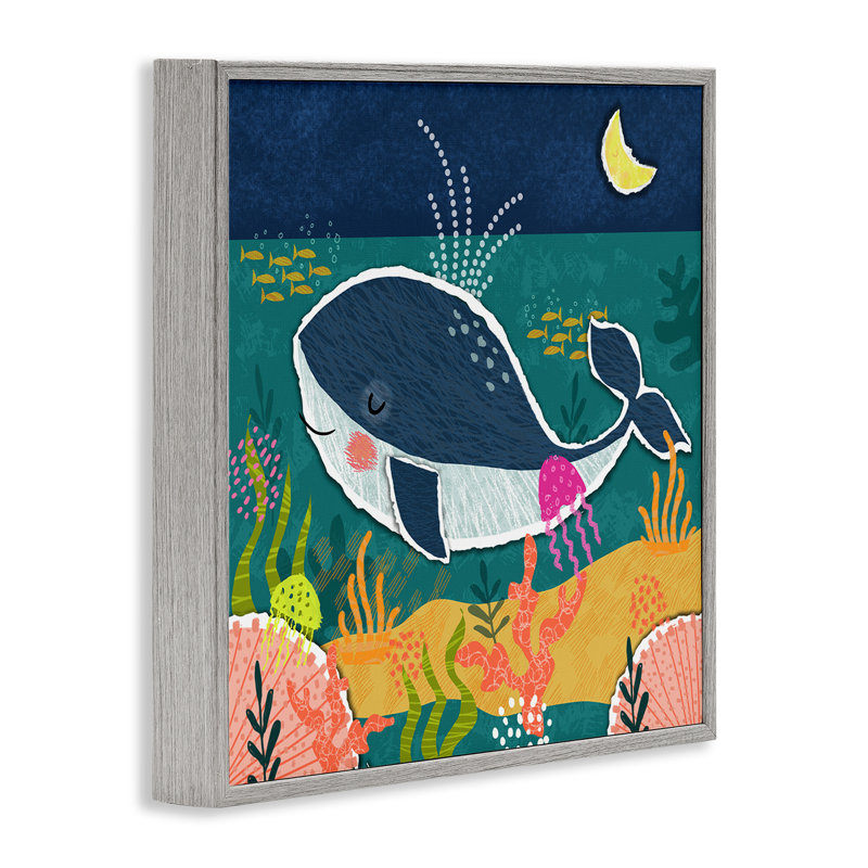 Baleine à la giclée de nuit par Tina Finn, 17" H x 17" W, Estampe numérique Farmhouse