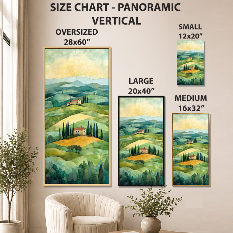 «Green Beige Caelo I - Green Italian Large Wall Art, Nature», reproduction d'art sur toile encadrée, H 32 po x l 24 po