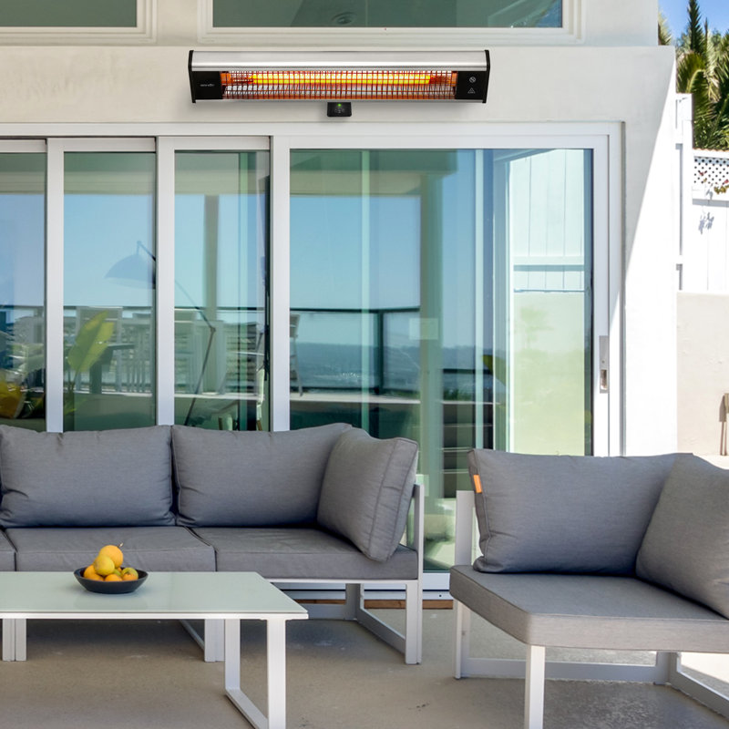 SereneLife 1500W Black Wall-Mounted Electric Patio Heater with Remote