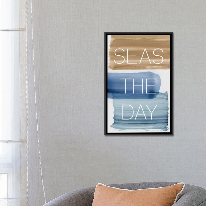 « mers the day », art textuel sur toile, H 26 po x l 18 po x P 1,5 po, Toile avec cadre noir, Pas de tapis