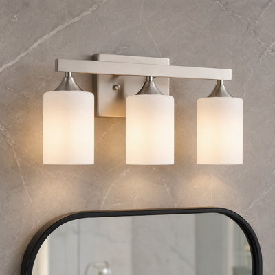 Éclairage pour salle de bain 3 lumières nickel brossé argenté