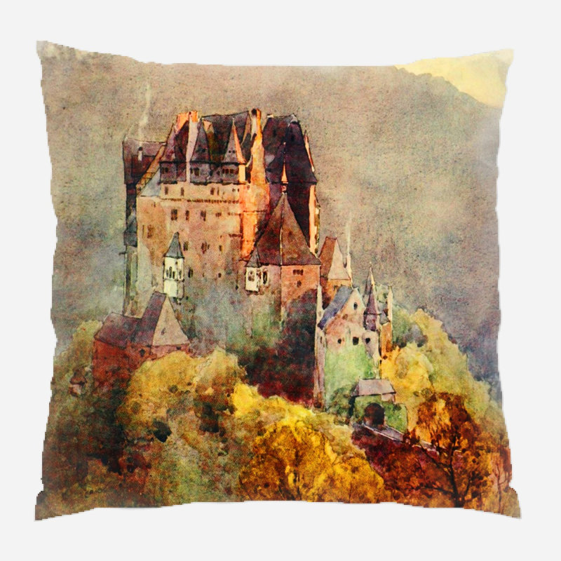 Coussin décoratif painting Winkel, Microsuède, Intérieur