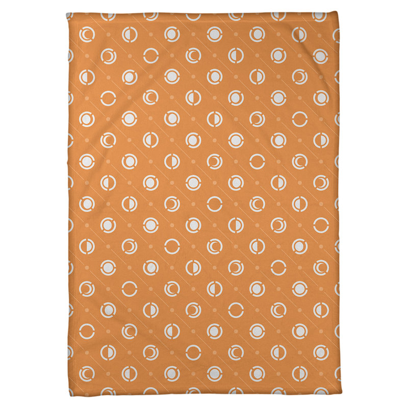 Couverture polaire moon phases, l 50 po x L 60 po, Blanc / Orange