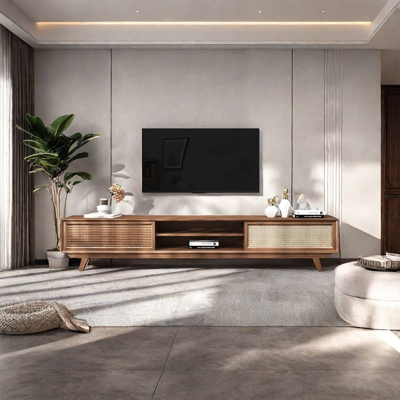 Meuble télé en rotin tissé, 70.87"