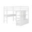 Lit mezzanine double avec bureau intégré avec deux tiroirs et tablettes et tiroirs de rangement