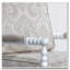 Fauteuil Spindle, finition blanche, tissu cachemire taupe