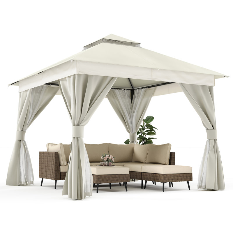 Pavillon de jardin en acier, Blanc crémeux, 10 Ft. X 10 Ft.