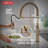 Rhett Pro Style Commercial Kitchen Faucet with Pull Down Sprayer, Single Hole Brushed Gold Kitchen Sink Faucet, Single Handle, Champagne Bronze-105270579