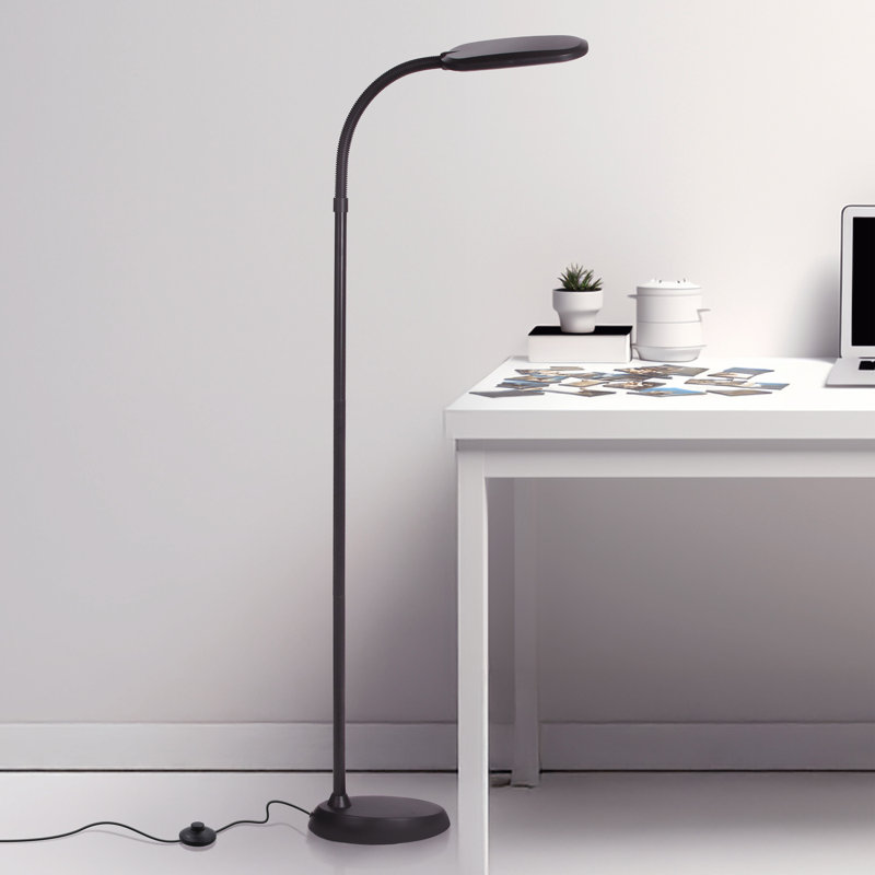 Litespan Slim 55 in. Industrial Dimmable LED Directional Task Floor Lamp, Black