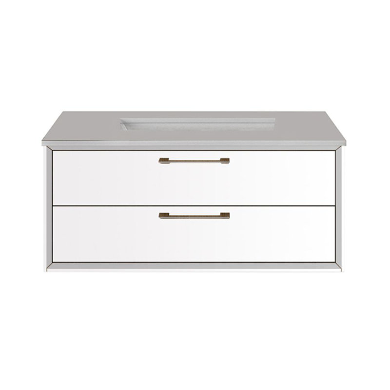 Gemelli 30'' W Single Stone Vanity Top, Satin White