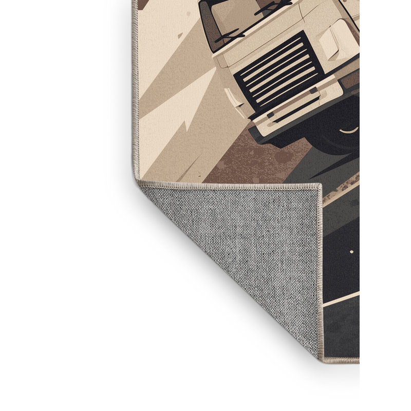 Tapis géométrique beige lavable à la machine Burkett, 6 X 9