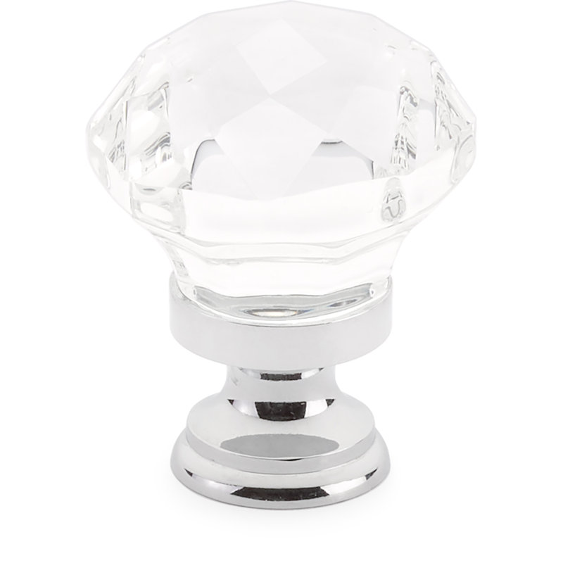 Crystal Round Knob, Polished Chrome, 1.25"