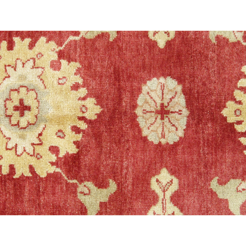 Tapis rouge/ivoire en laine noué la à la main Oushak