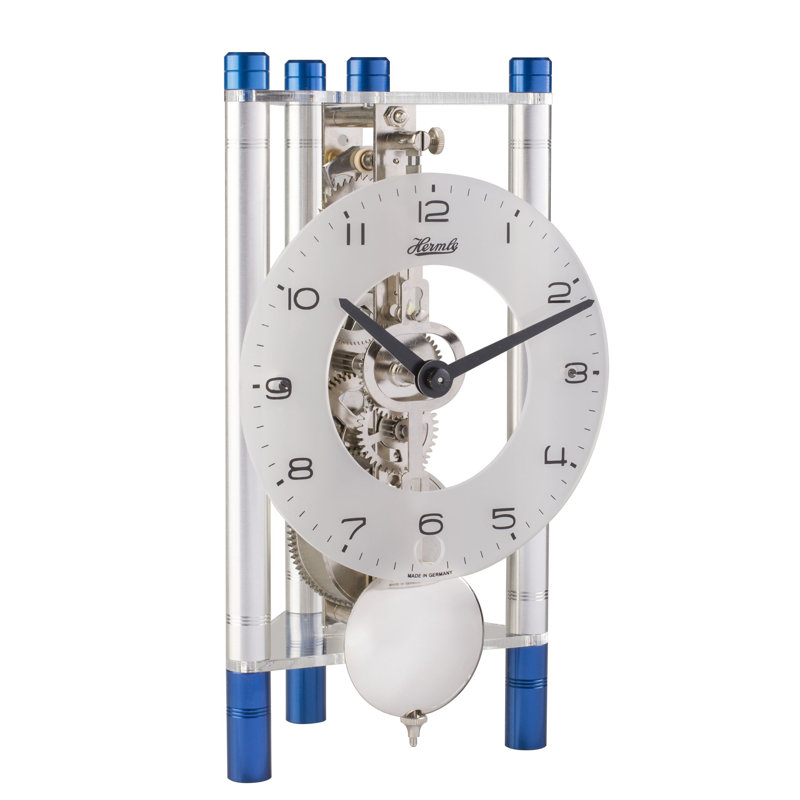 Lakin Mechanical Clock, Silver/Blue