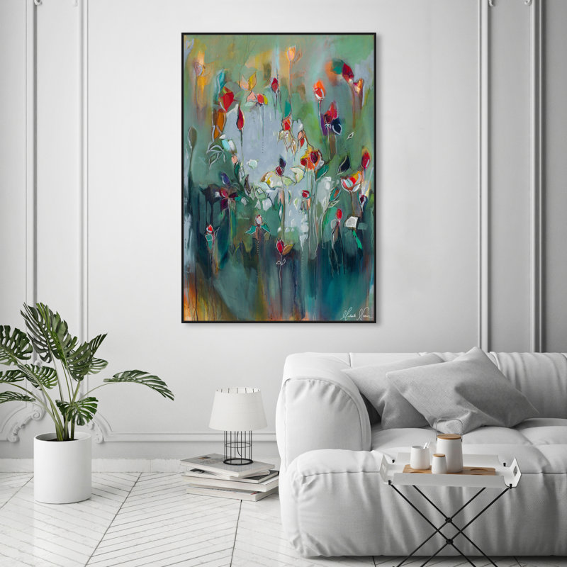 Abstrait Michaela Nesim - impression sur toile tendue, H 45 po x l 30 po, Cadre flottant noir